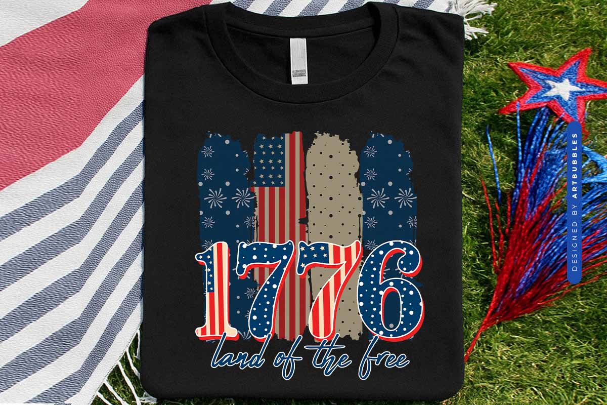 1776 Land of the Free - 4th of July PNG Sublimation Shirt Mockup Image.jpg