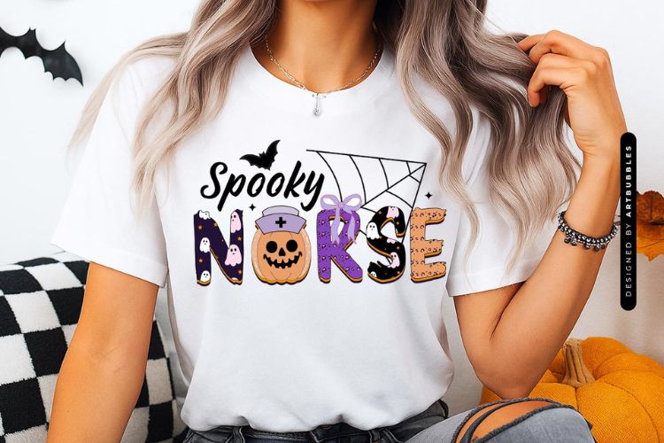Spooky Nurse - Coquette Halloween Sublimation Shirt Mockup Image.jpg
