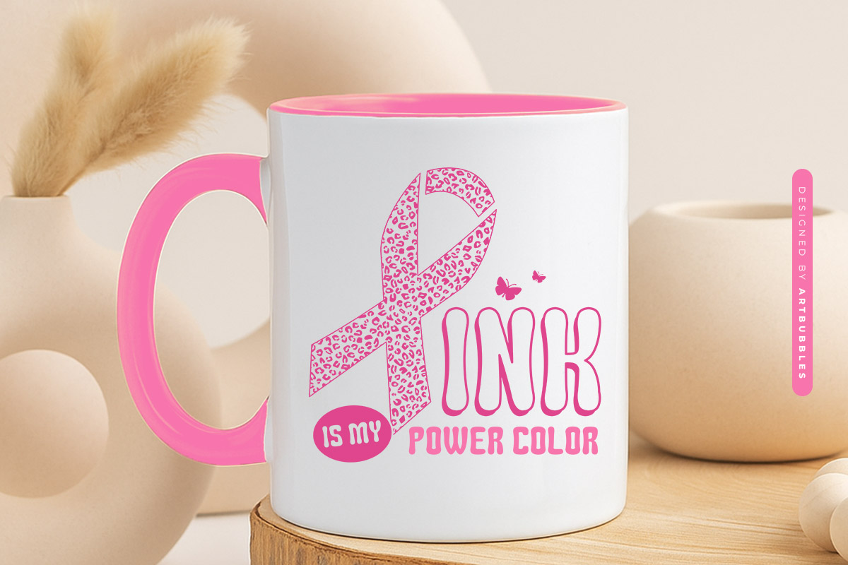 Pink is My Power Color - SVG Retro Breast Cancer Mug Mockup Image.jpg