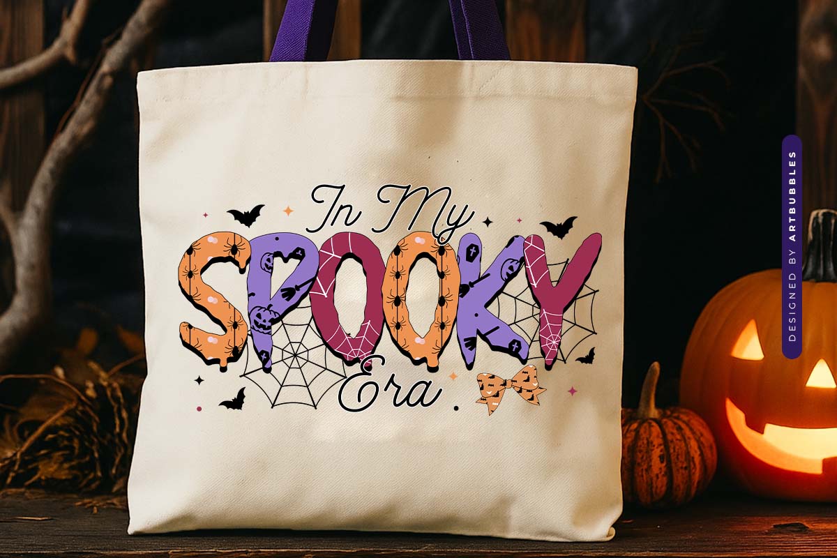 In My Spooky Era - Halloween Sublimation PNG Tote Bag Mockup Image.jpg