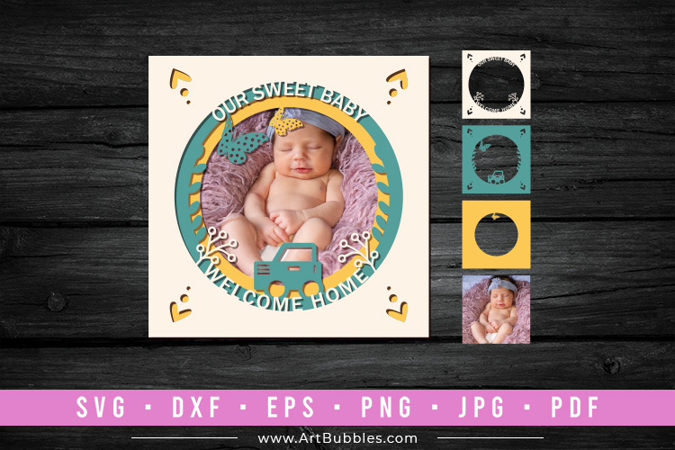 3D Layered Paper Cut Photo Frame Template