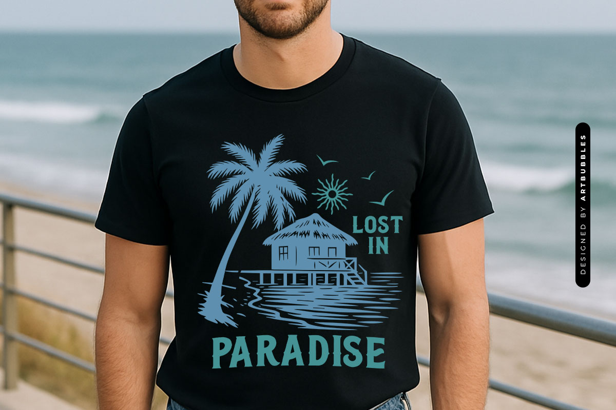 Lost in Paradise - Summer Vacation SVG Shirt Mockup Image.jpg