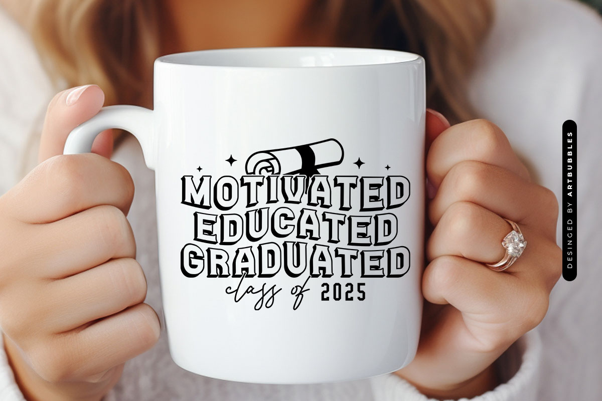 Motivated Educated Graduated Class of 2025 Retro SVG Mug Mockup Image.jpg