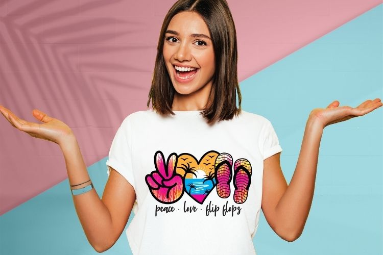 Peace Love Flip Flops - Summer PNG Sublimation Tshirt Mockup Image.jpg