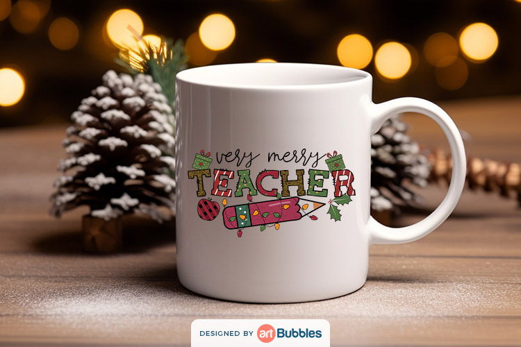 Very Merry Teacher, Christmas Sublimation Shirt Designs Free Preview 02.jpg