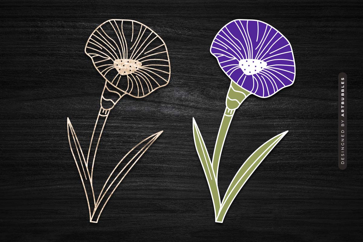 Morning Glory Laser Cut Wildflower SVG PNG