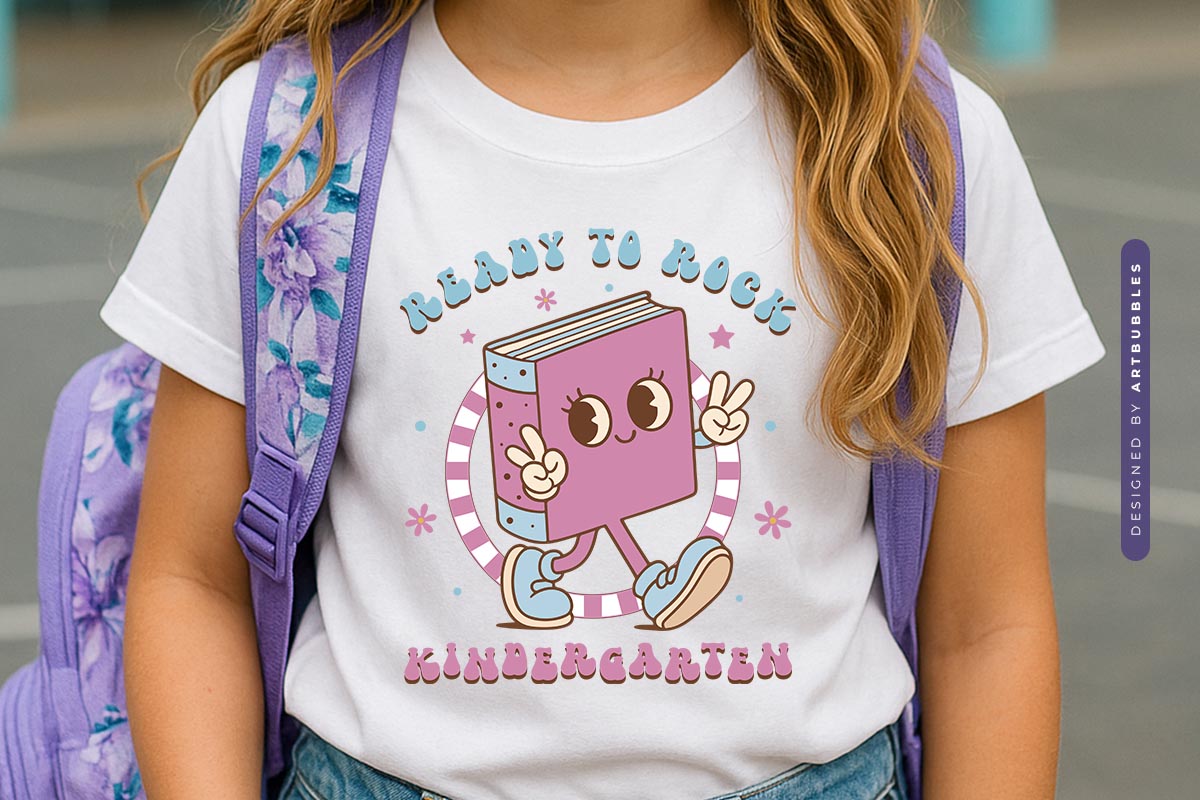 Ready to Rock Kindergarten - Back To School PNG Sublimation Shirt Mockup Image.jpg