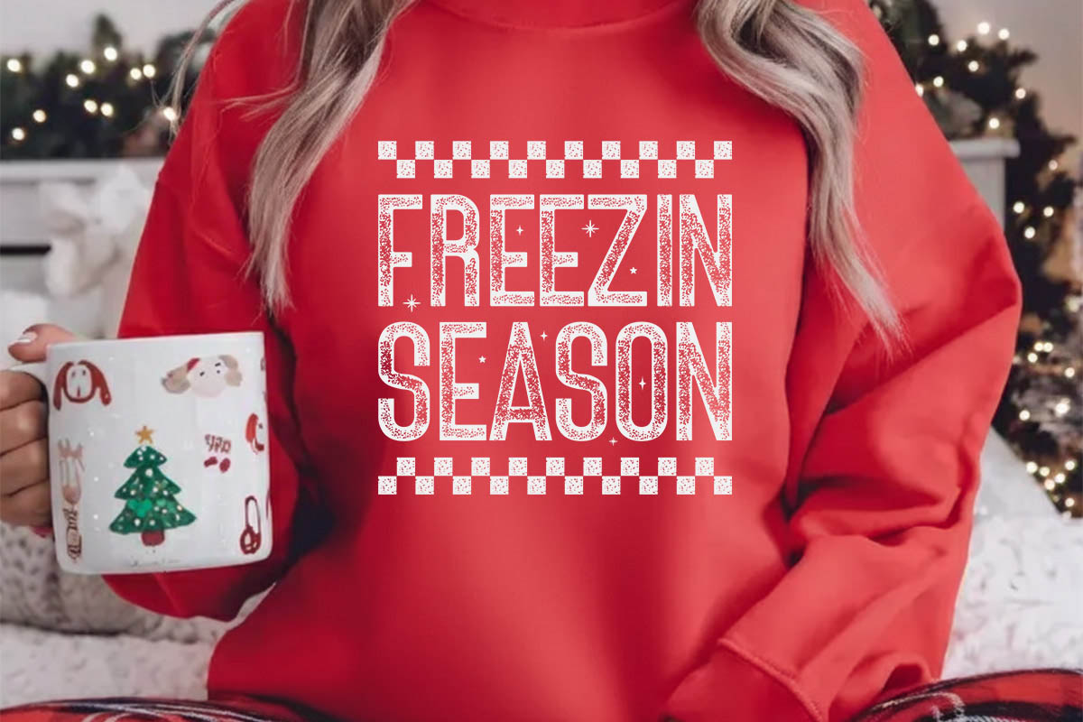 Freezin Season - Distressed Winter SVG Crewneck Shirt Mockup image.jpg