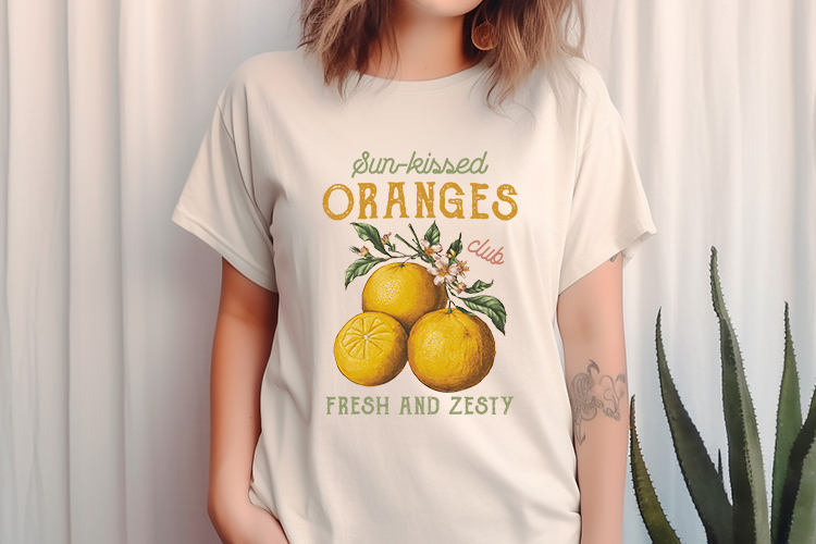 Oranges Club - Vintage Fruit Sublimation Design Shirt Mockup Image 2.jpg