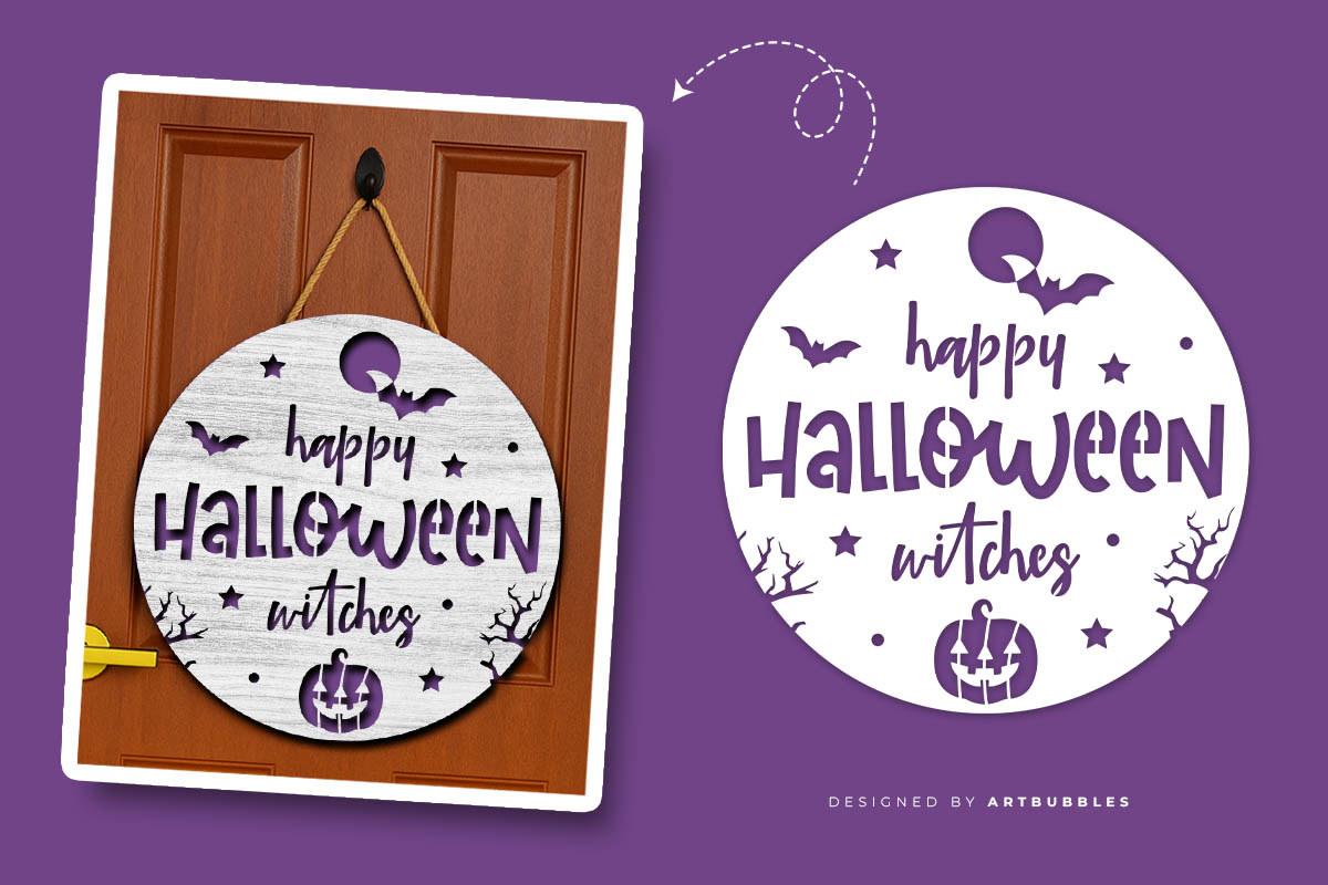 Happy Halloween Witch Door Hanger SVG Image.jpg