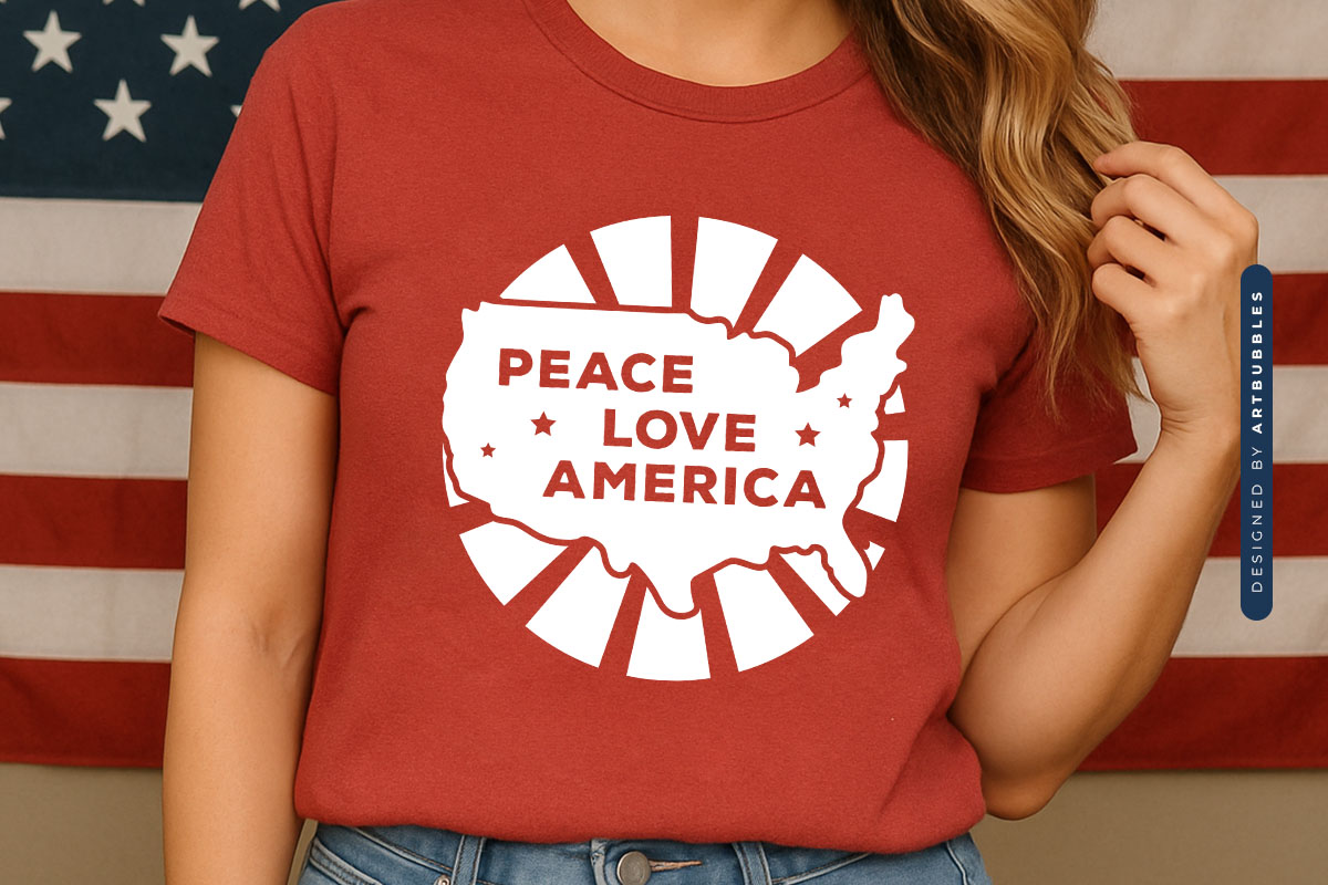 Peace Love America - Fourth of July SVG Tshirt Mockup Image.jpg