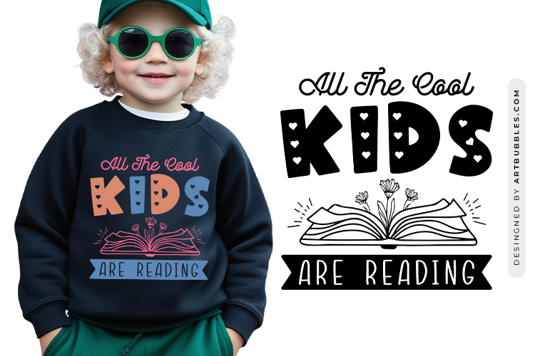 All the Cool Kids are Reading - Book Lover SVG File Image.jpg