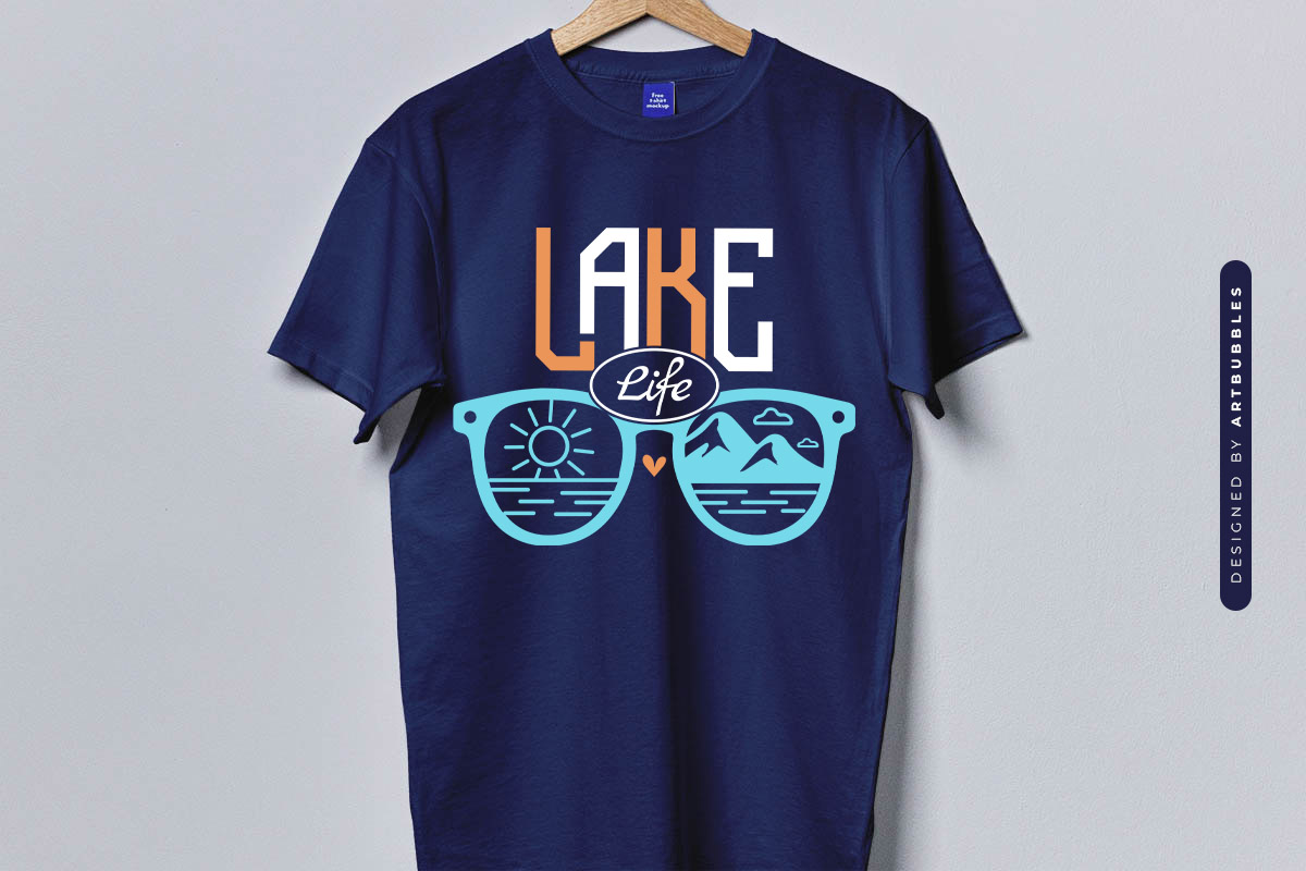 Lake Life Design SVG, DXF, EPS, PNG Blue shirt Mockup Image.jpg