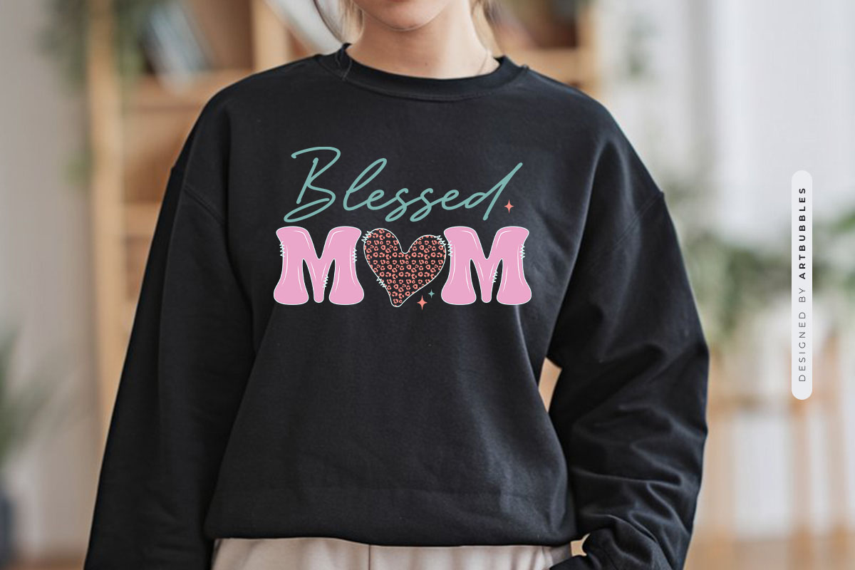 Blessed Mom - Mother's Day Sublimation PNG Tshirt Mockup Image.jpg