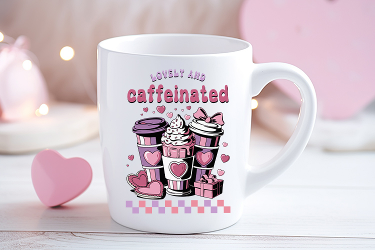 Lovely and Caffeinated - Retro Valentines Sublimation Mug Mockup Image.jpg