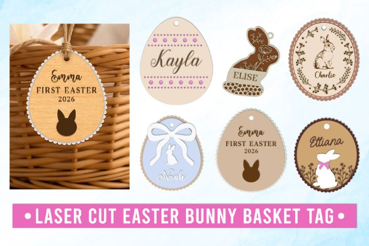 Laser Cut Easter Bunny Gift Tag SVG Bundle