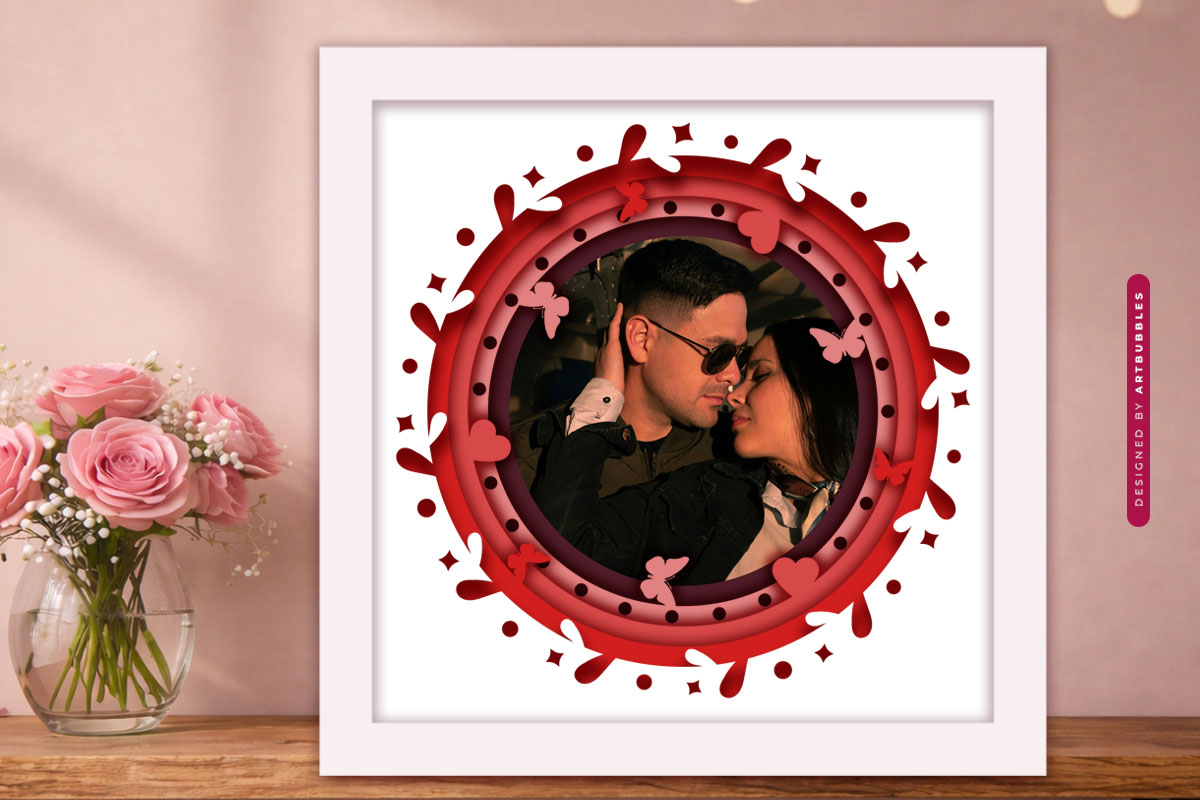 Custom Couple Photo Valentine Shadow Box SVG