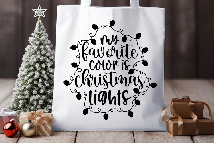 My Favorite Color is Christmas Lights SVG Free Tote Bag Mockup Image.jpg