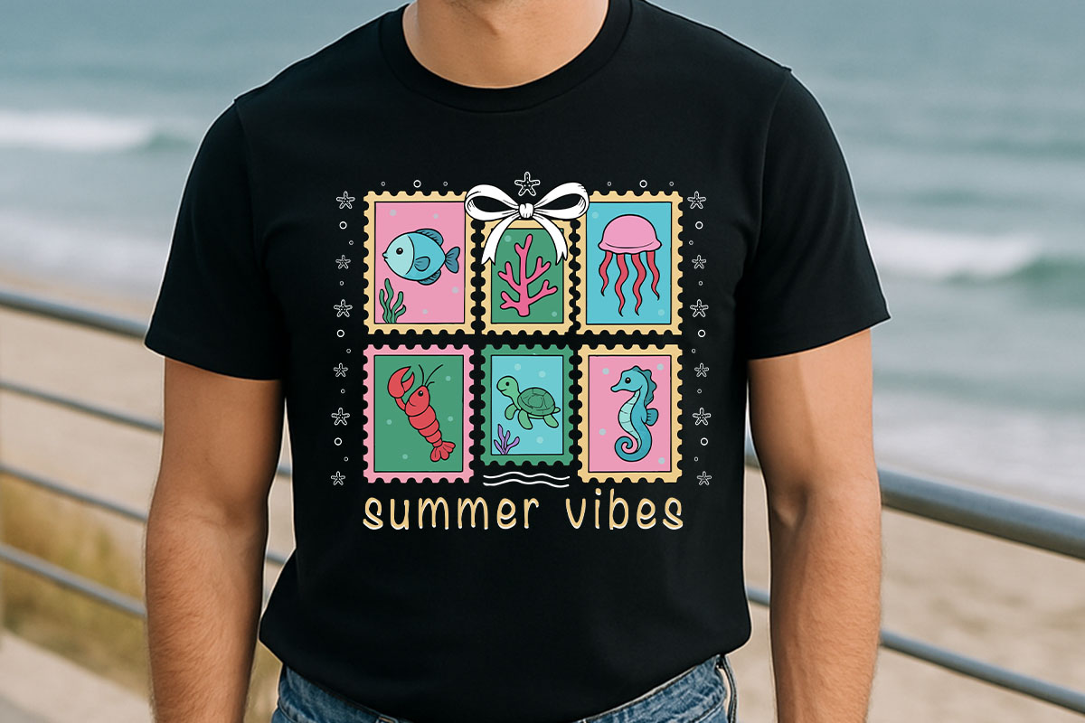 Happy Summer Vibes PNG Sublimation Shirt Mockup Image.jpg