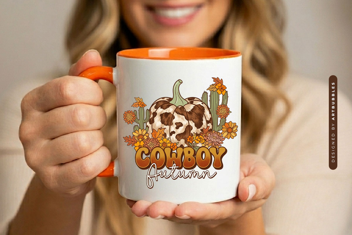 Cowboy Autumn - Western Fall PNG Sublimation Mug Mockup Image.jpg