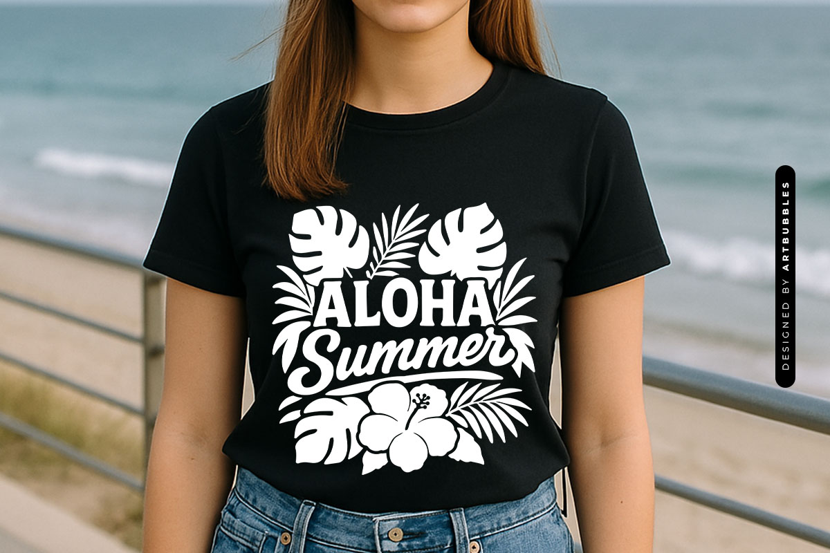 Boho Floral Aloha Summer SVG T-shirt Mockup Image.jpg