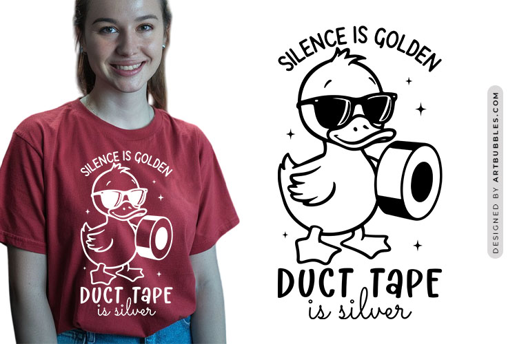 Silence is Golden Duct Tape is Silver - Funny Duck SVG