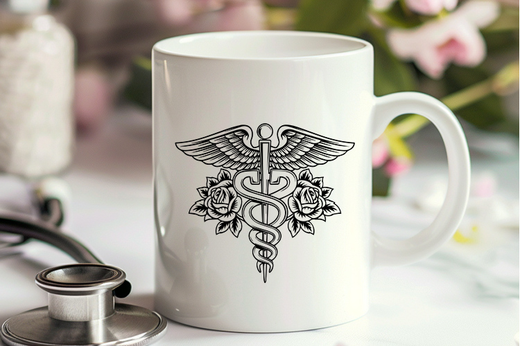 Floral Caduceus Medical Symbol Clipart SVG Mug Mockup Image.jpg