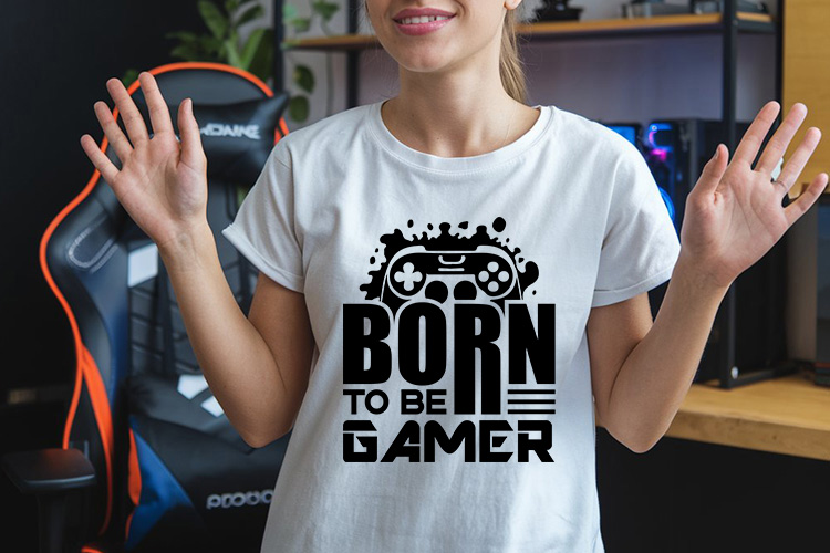 Born to be a Gamer - Gaming SVG Design Shirt Mockup Image.jpg