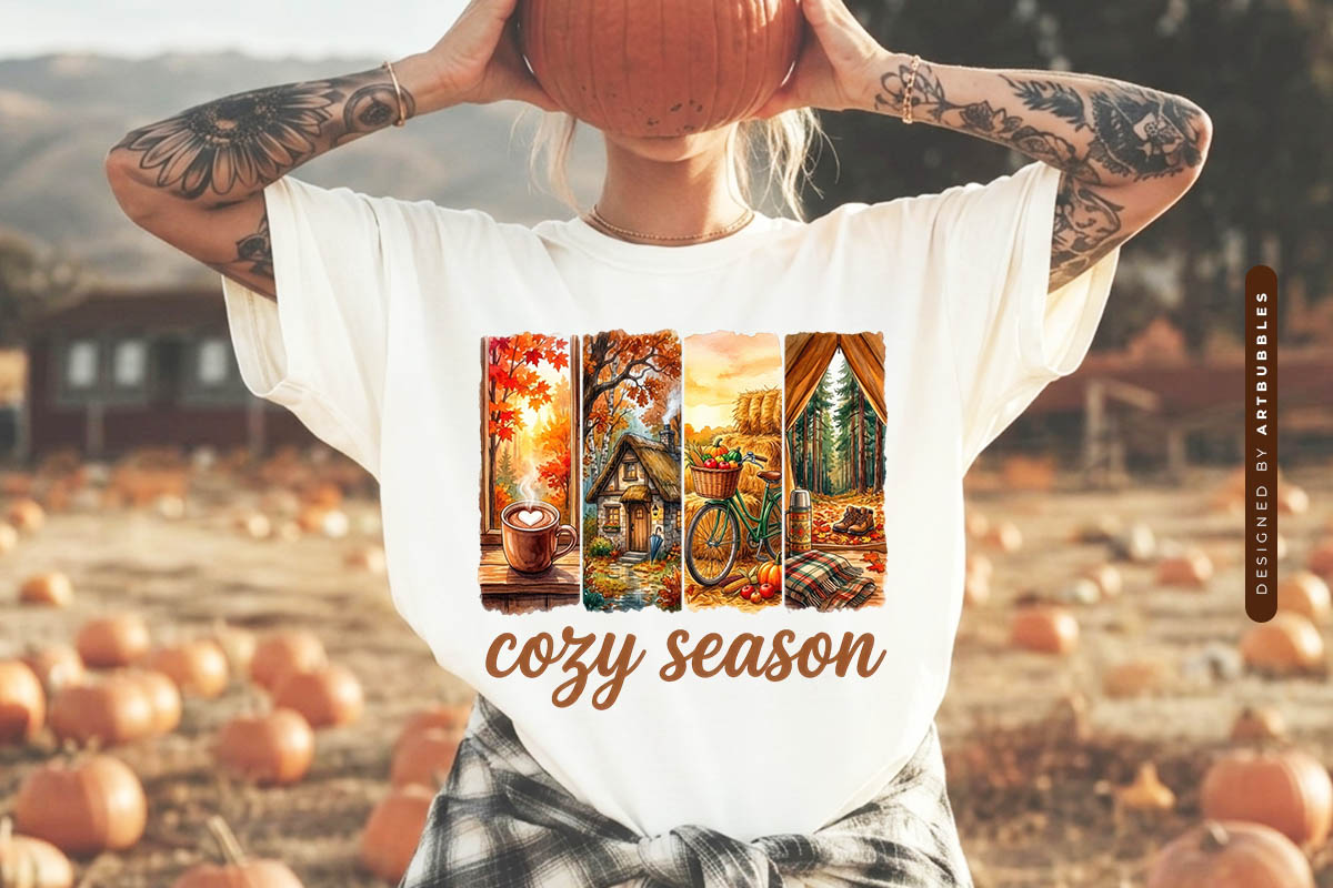 Cozy Season - Brushstroke Fall PNG Sublimation Shirt Mockup Image.jpg