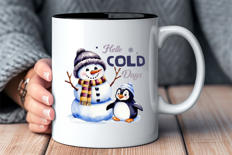 Hello Cold Days - Winter Sublimation PNG Graphic Mug Mockup Image.jpg