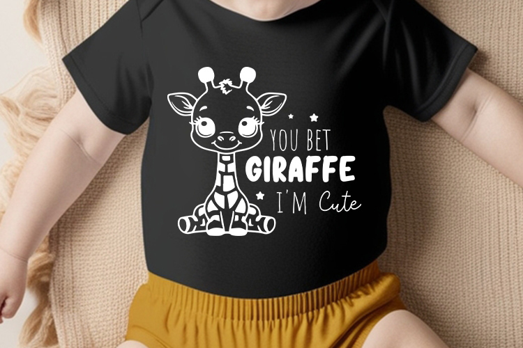 You Bet Giraffe I'm Cute - Vibrant Baby SVG File Shirt Mockup Image.jpg