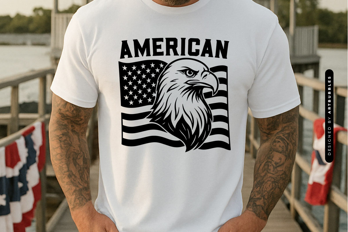 American - Fourth of July Flag and Flag SVG T-shirt Mockup Image.jpg
