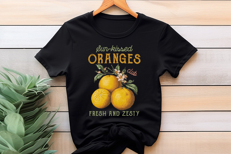 Oranges Club - Vintage Fruit Sublimation Design T-Shirt Mockup Image 2.jpg