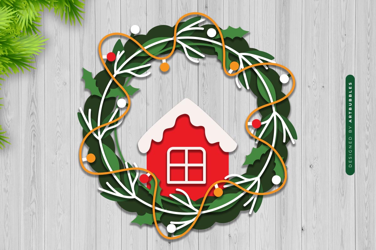 Christmas Wreath SVG - Laser Cut File Image.jpg