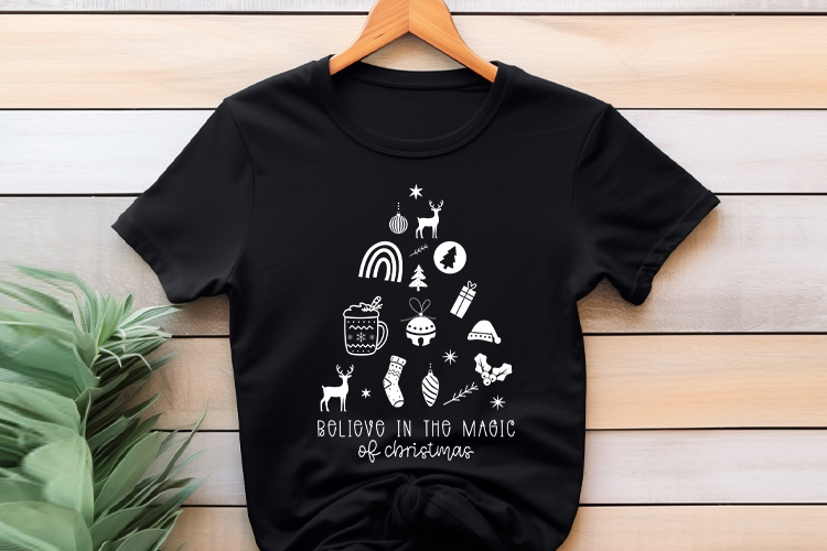 Boho Believe in the Magic of Christmas SVG File Tshirt Mockup Image.jpg