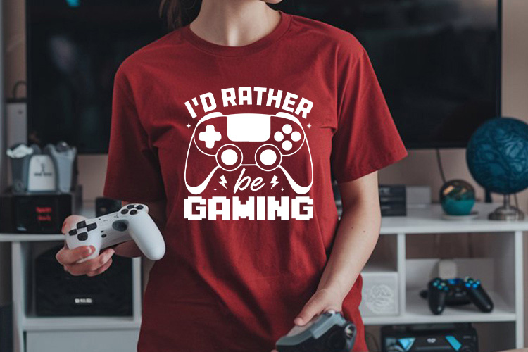 I'd Rather Be Gaming SVG File T-shirt Mockup image.jpg