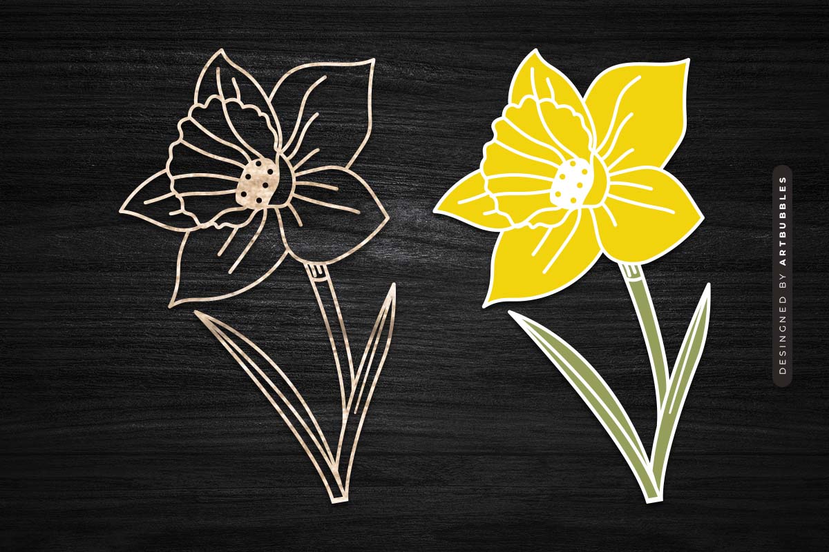 Daffodil Flower SVG Cut Design Image.jpg