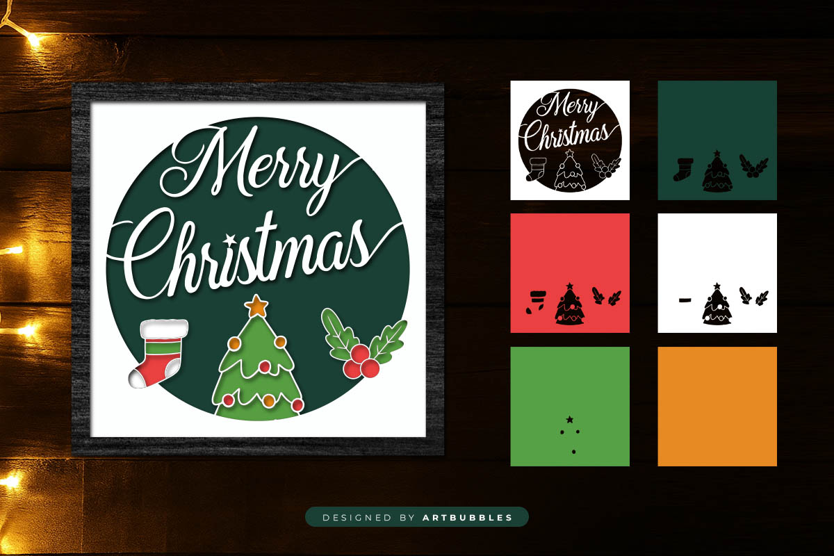 Merry Christmas Layered Shadow Box SVG File Image 2.jpg