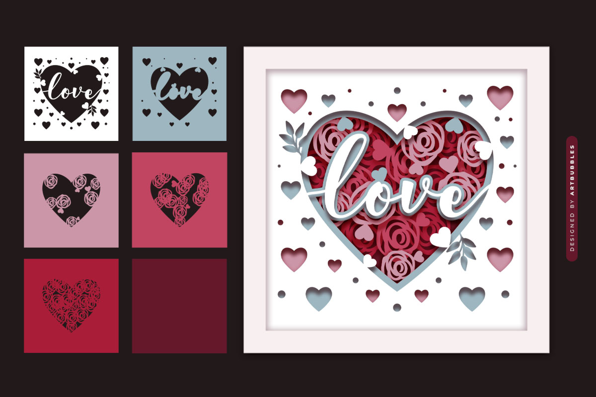 3D Heart Valentines Shadow Box SVG Design Image 2.jpg