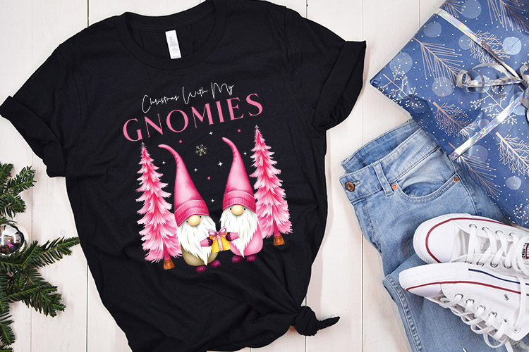 Pink Christmas with My Gnomies Sublimation PNG Shirt Mockup Image.jpg