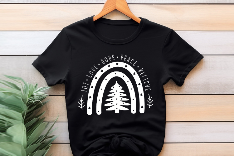 Joy Love Hope Peace Believe - Boho Christmas SVG Shirt Mockup Image.jpg