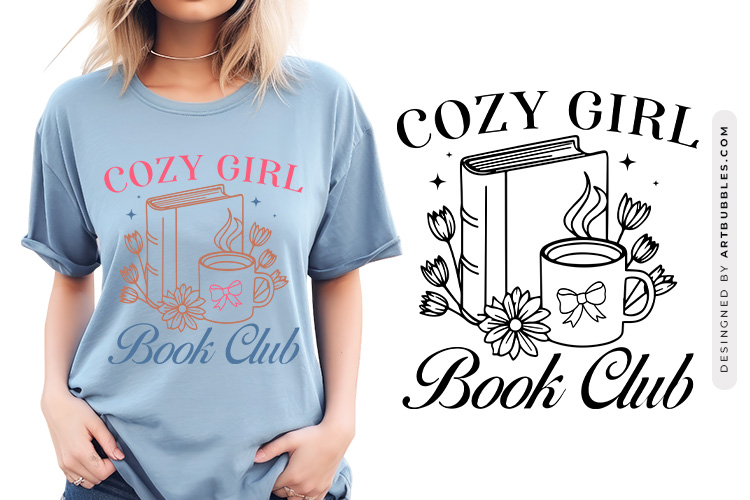 Cozy Girl Book Club - Reading Cut File SVG