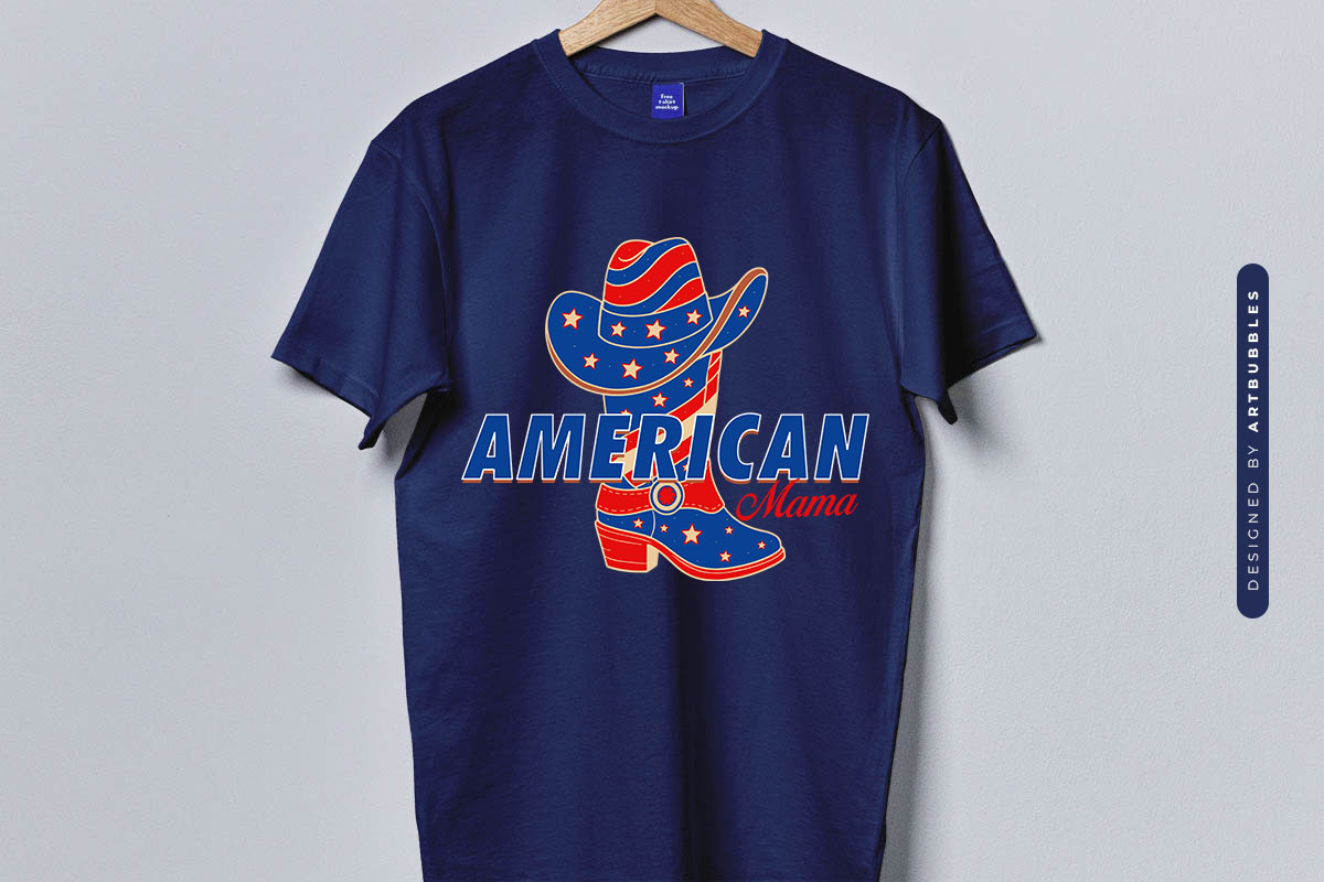 American Mama - 4th of July Sublimation PNG T-shirt Mockup Image.jpg