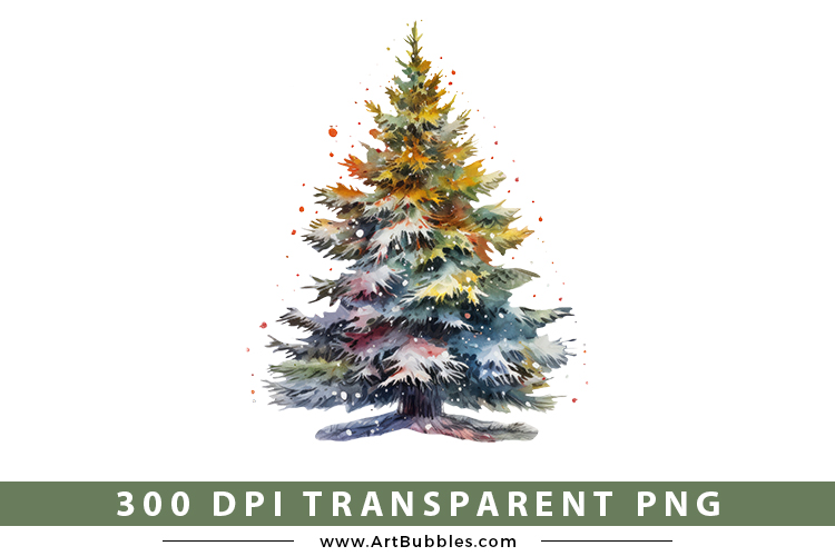 Watercolor Christmas Tree Sublimation Clipart