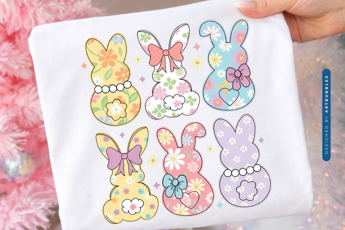 Floral Bunny Coquette Easter PNG Sublimation Tote Mockup Image.jpg