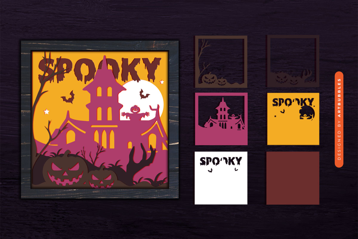 Spooky House Halloween Layered Shadow Box SVG Image.jpg