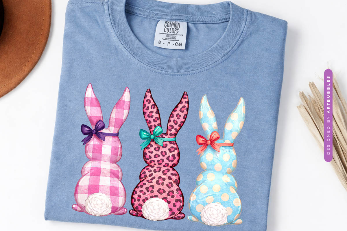 Coquette Easter Bunny Sublimation PNG Tshirt Mockup Image.jpg
