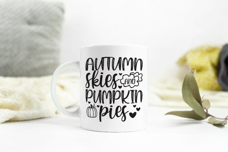 Autumn Skies & Pumpkin Pies - Fall SVG File Mug Mockup Image.jpg