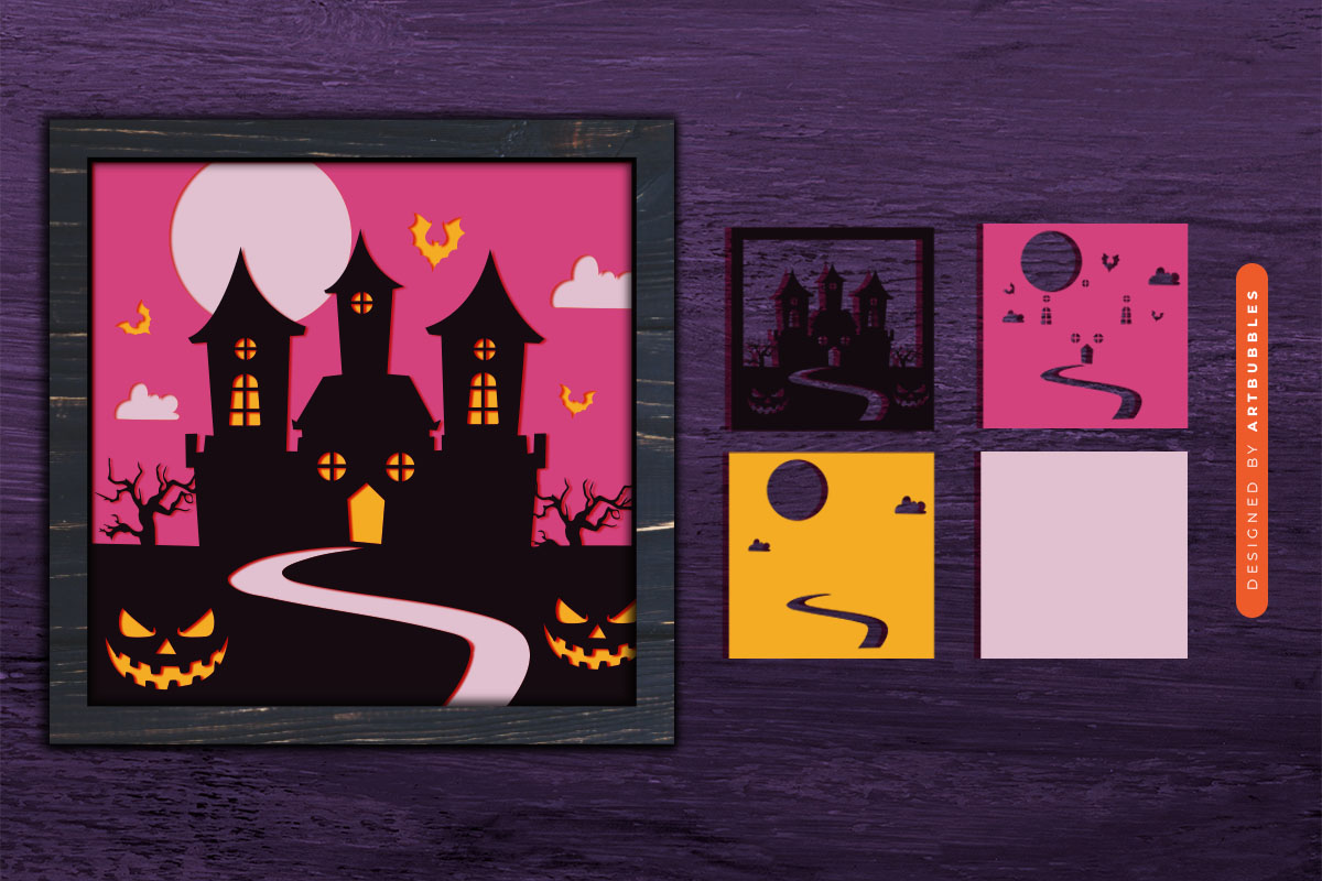Haunted House Halloween Layered Shadow Box SVG Image.jpg