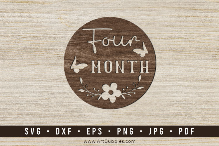 Four Month Baby Milestone Cards SVG Laser Cut